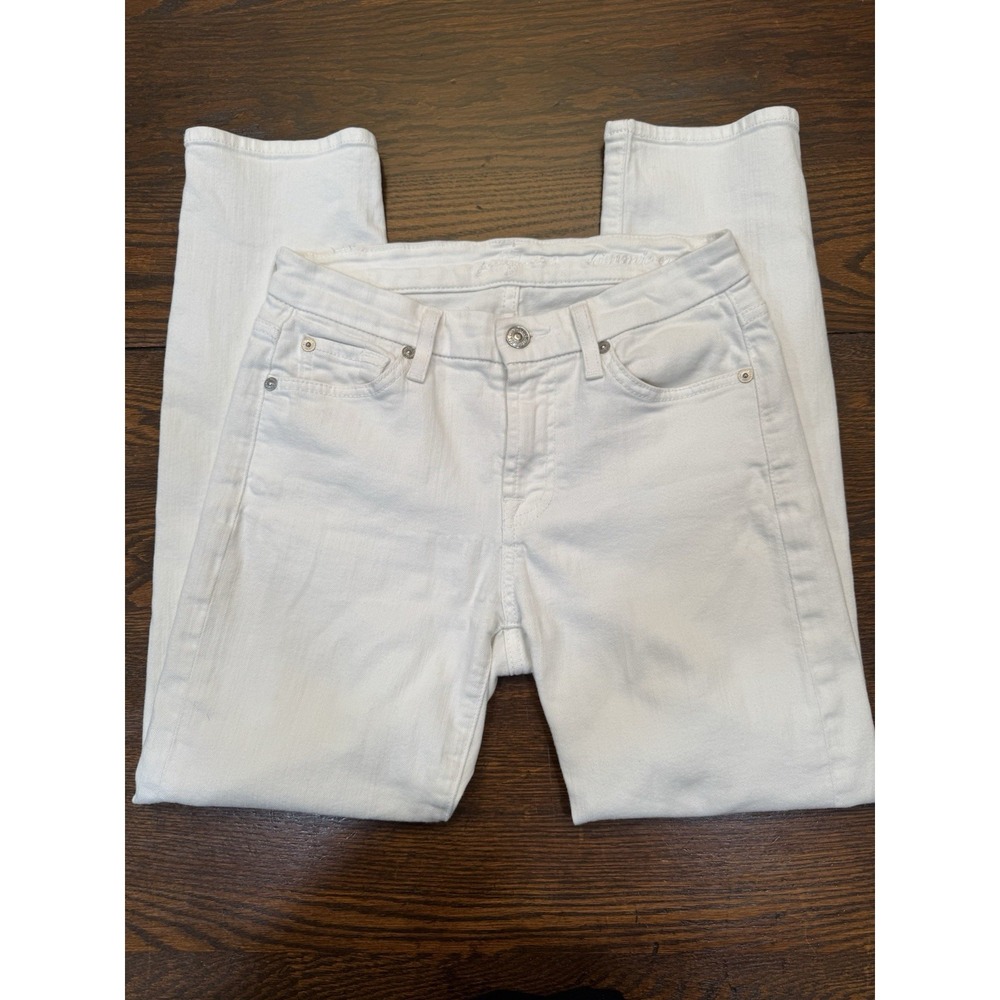 7 For All Mankind Kimmie Crop White Stretch Jeans Women's Size 25 = Size 0-2